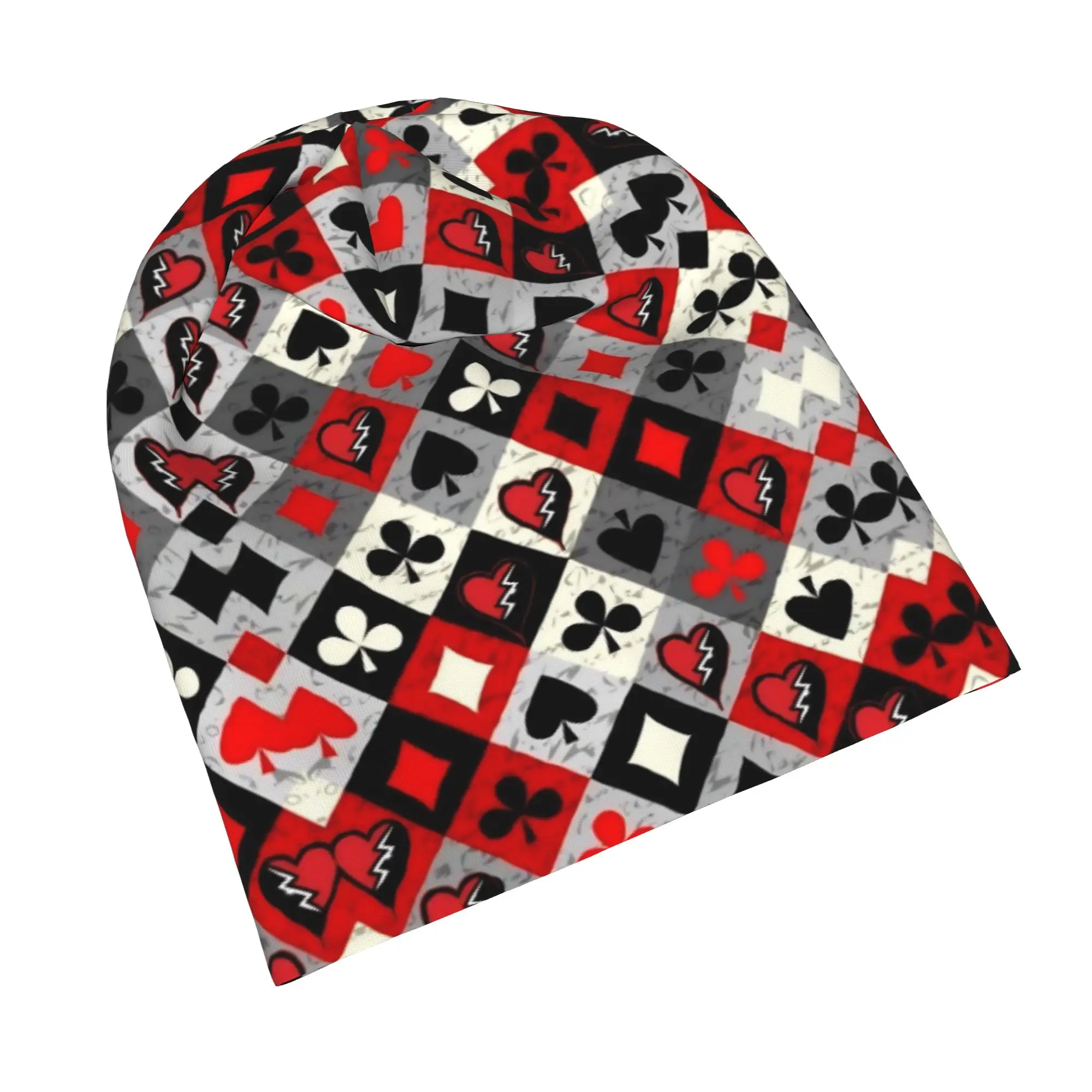 Red Queens Hearts Caps Halloween Poker Casual Men Women Ski Skullies Beanies Hat Spring Warm Head Wrap Bonnet Hat