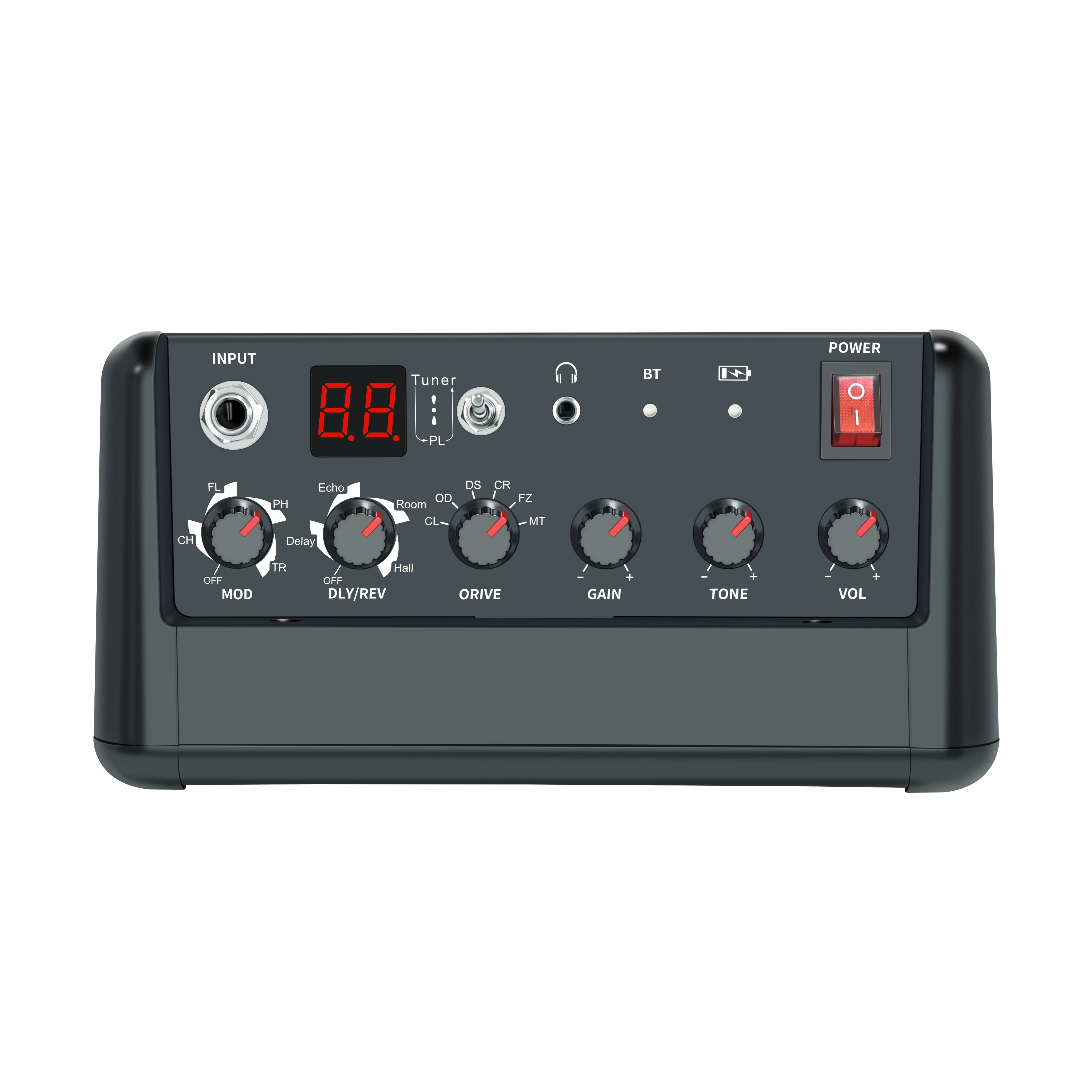 Rowin Mini Bass Guitar Multi-Purpose Amplifier with Multi-Effects, Delay, Reverb, Echo, Flanger, Bluetooth Connectivity PE-10