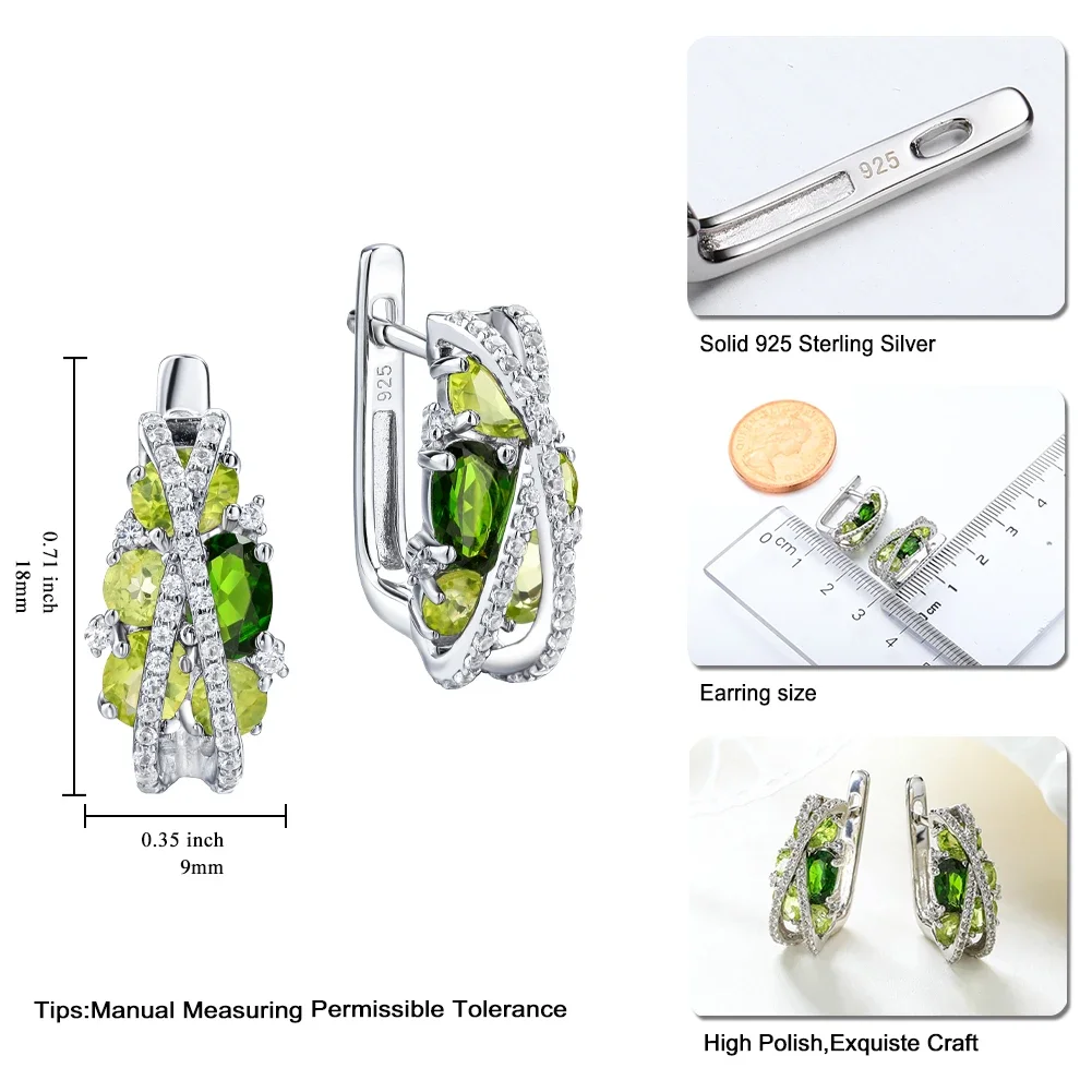 GZ ZONGFA Criss-Cross Clip Earrings for Women Natural Chrome Diopside 3.6ct Gems Trendy Fine Jewelry 100% 925 Sterling Silver image 5
