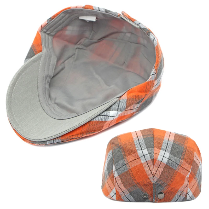 Beret Hat for Women Spring Summer Flat Peaked Hat Men Plaid Newsboy Hat Casual Duckbill Caps Checker Forward Cap Unisex Visor 6