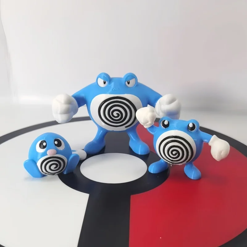 Pokemon Anime Figures Poliwag Poliwhirl Poliwrath Proportion World 1:20 Diy 3d Printing Cartoon Model Desktop Decor Toys Gift