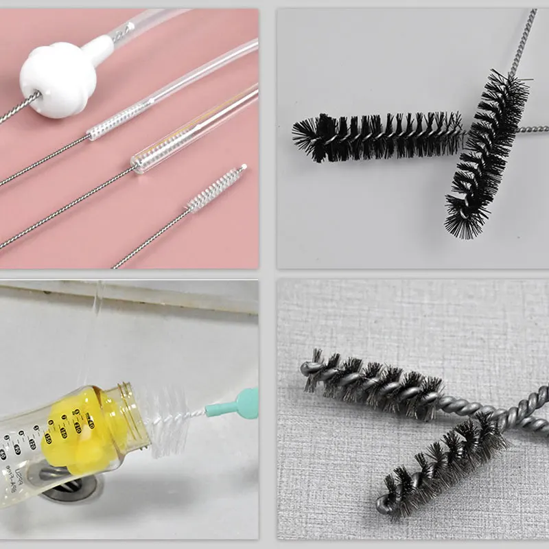 5/10pcs Car Cleaning Detail Brush Set Kitchen Cleaning Brushes Bristle Kit Tube Bottle Straw Washing Cleane Universal
