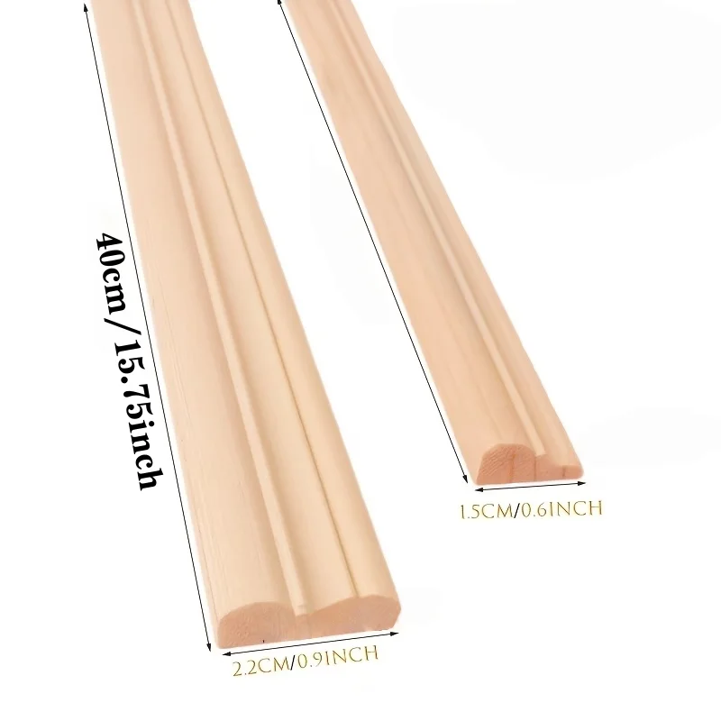 5/10pcs 40cm/15.75inch Long Wall Molding Trim, Split Wood Slats Mouldings Unfinished Fluted Wooden Panel Wood Trim Molding Deco