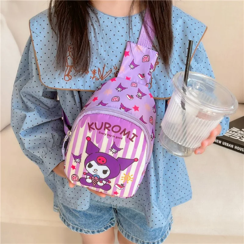 Sanrio Hello Kitty Children Chest Bag 2023 Kuromi Cute Coin Purse Shoulder Bag Boy Girl Cross Body Bag Fashion Messenger Bag