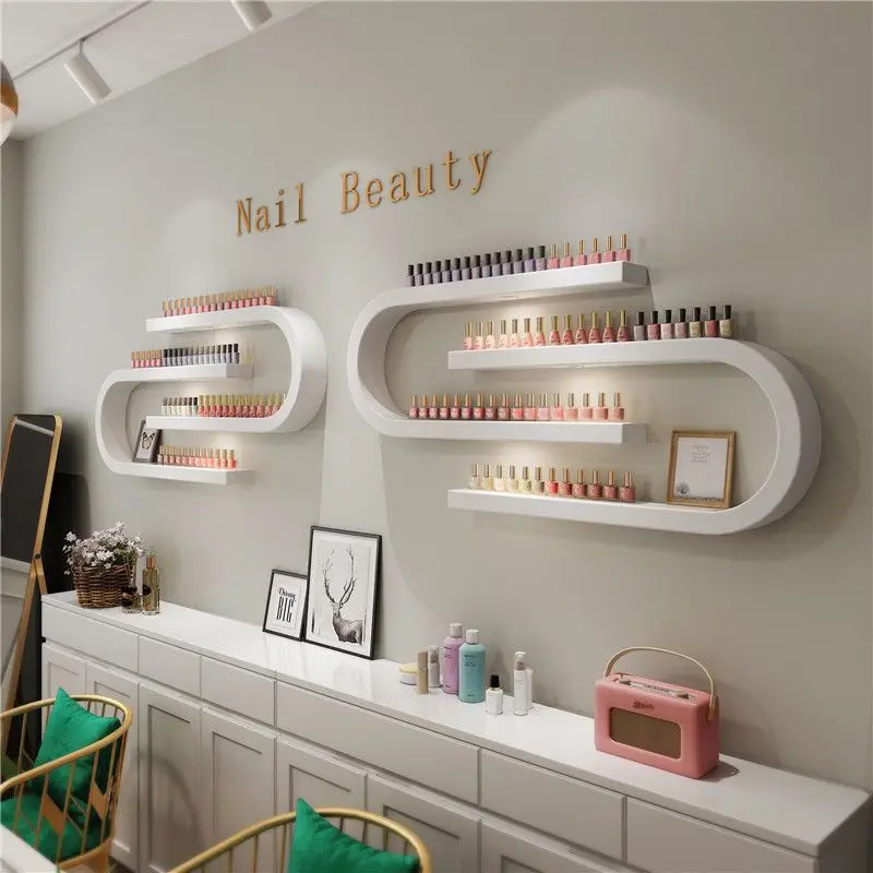 

European-style nail salon display rack, nail polish glue shelf, wall-mounted wall shelf U-shaped