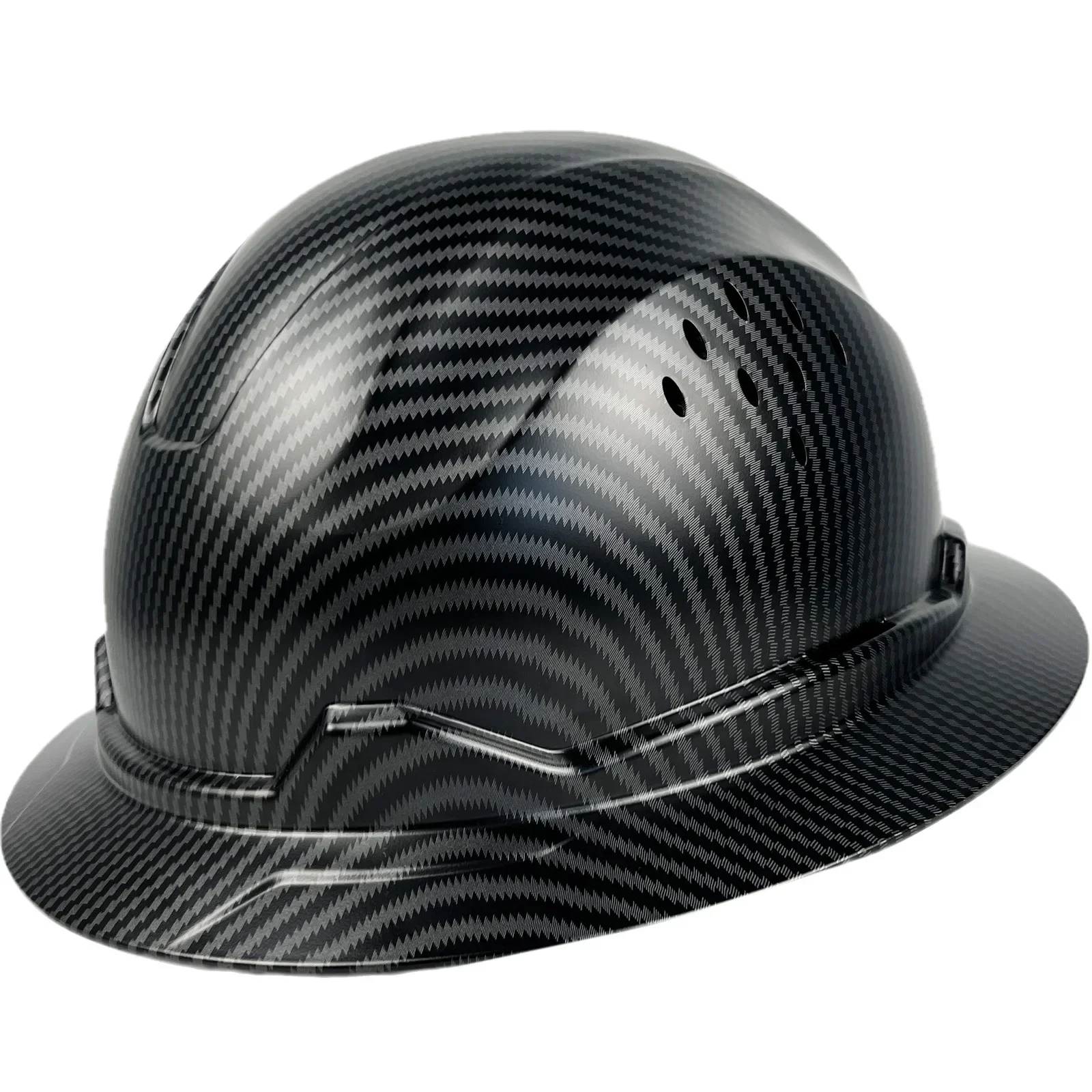 Carbon Fiber Pattern Full Brim Hard Hat For Engineer Construction Safety Helmet HardHat Suspension HDPE 6 Point Adjustable