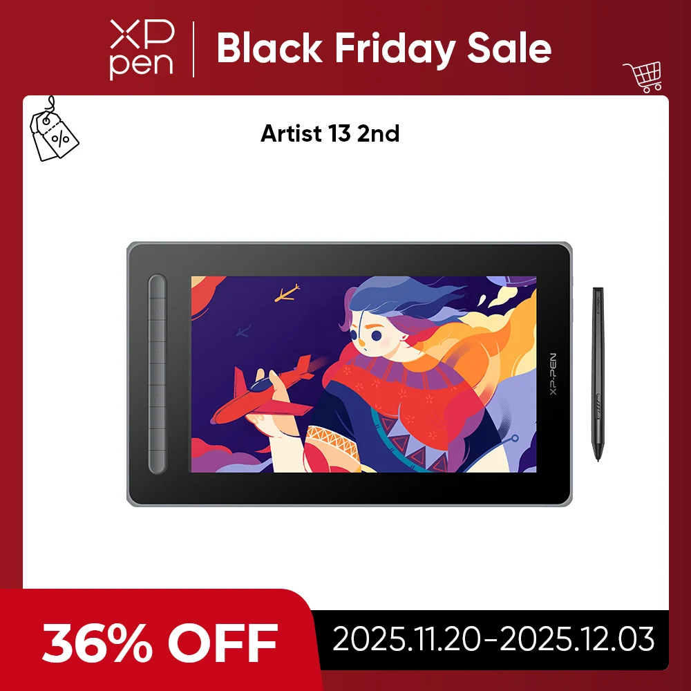 

XPPen Artist 13 2nd Gen Graphic Tablet Monitor with 130% sRGB 9 Shortcut Keys 13.3 Inch Pen Display Support Android Windows Mac