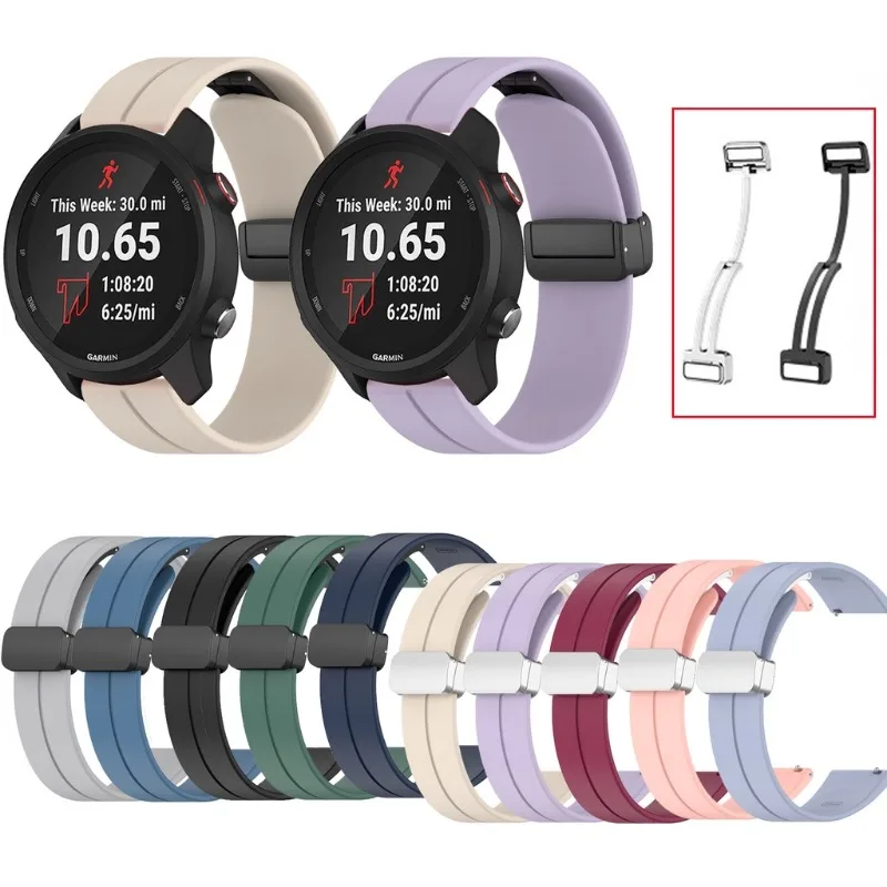 For Garmin forerunner 245 645 165 158 55 245M 645M Vivoactive 3 Music element Soft Candy Color Silicone Magnetic Buckle Strap