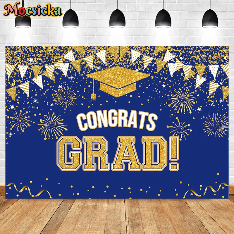 Graduação Fotografia Fundo para Student Studio, Cerimônia De Graduação, Glitter Balão Decoração, Banner, 2023