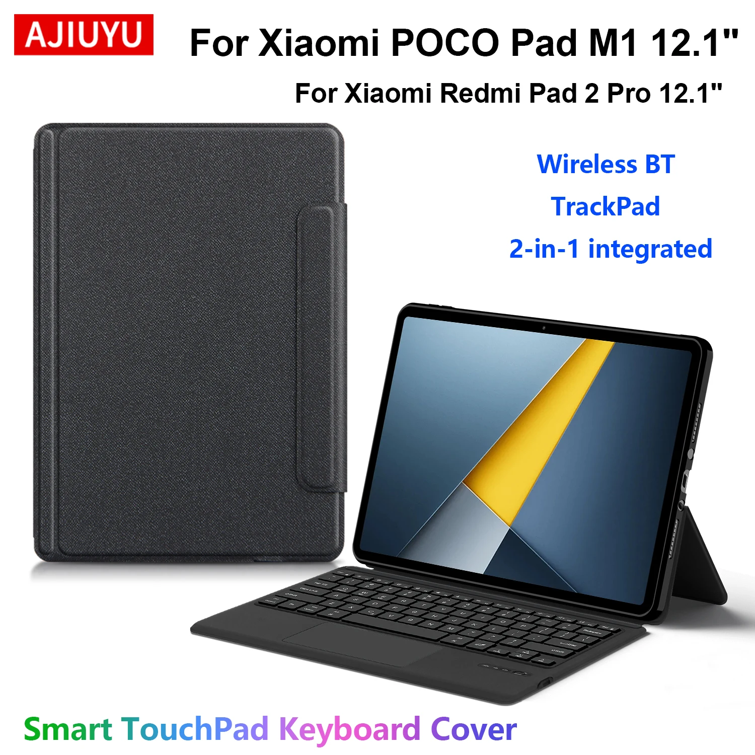 Touch Trackpad Magic Keyboard For Xiaomi POCO Pad M1 2025 Smart Case Redmi Pad 2 Pro 12.1 Inch Tablet Protective Cover Wireless