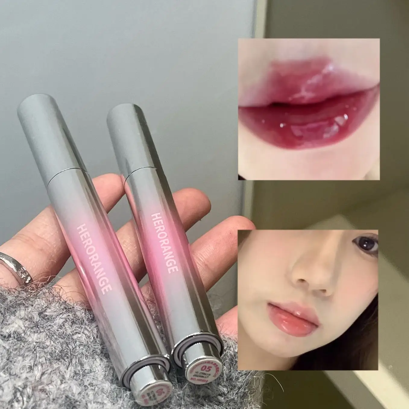 Peach Blossom Press-On Lip Gloss Moisturizing and Glossy Long-Lasting Non-Fading Non-Stick Cup Ultra-High Color Rendering Solid Lip Gloss Women's Cosmetics Travel Wedding Role Play Valentine's Day Gift Christmas