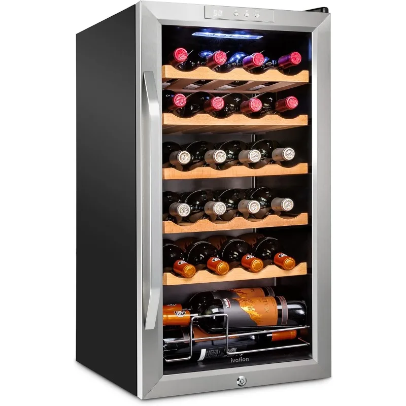 24 Bottle Compressor Wine Cooler Refrigerator w/Lock | Large Freestanding Wine Cellar For Red,White,Champagne or Sparkling Wine