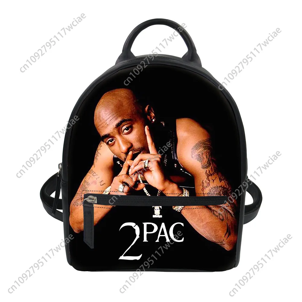 

Tupac Rapper 2PAC Custom Backpack Purse Women Hip Hop Carter Schoolbags Double Shoulder Bag Mini Daypack Leather Travel Bag