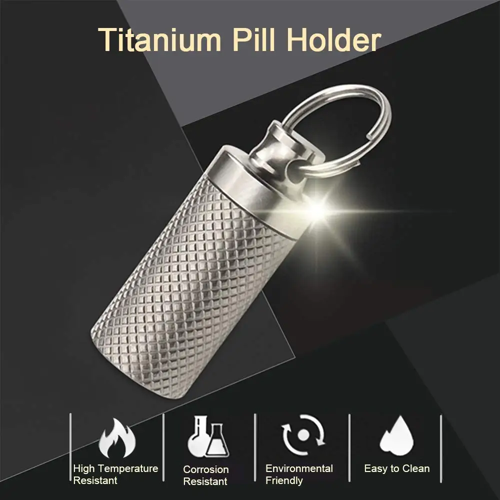 Pill Box Mini Pure Titanium Pill Holder for Outdoor Travel Waterproof Portable Pill Case Holder Pill Fob Small Pill Organizer