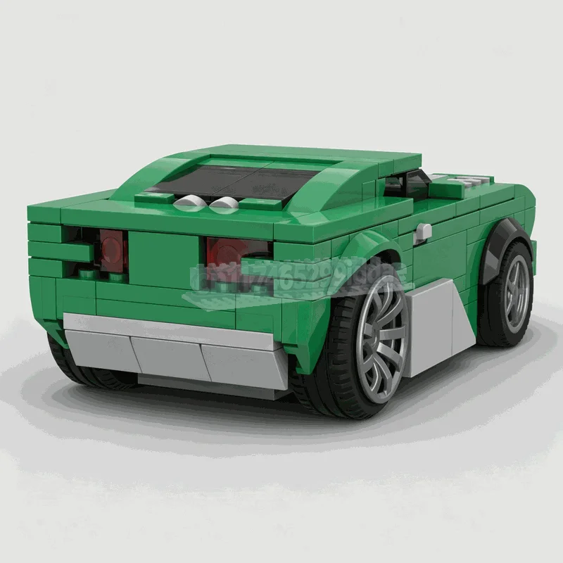 353PCS Green Sports Coupe Building Blocks Set Racing Car Model With Wide Tires Engine Detail DIY Assembly Display Collection Toy