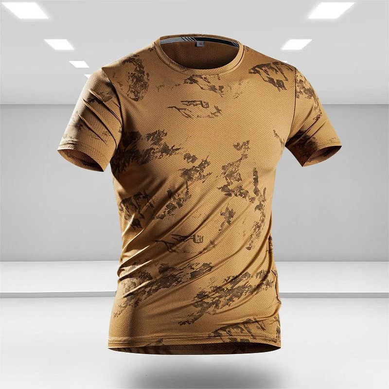 Summer Fashion Large Size Short Sleeved T-shirt Men's Sports Ice Silk Quick Drying Half Sleeved Men's Ice Sensation Top