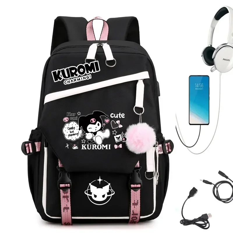 

MINISO Sanrio Kuromi Kawaii Korean Version Large Capacity Casual Lightweight Backpack Primary and Middle School Students Gift