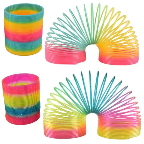 Large Rainbow Magic Springs Circle Toys Children Birthday Party Favors Giveaway Gifts Souvenir Kindergarten Guest Pinata Fillers