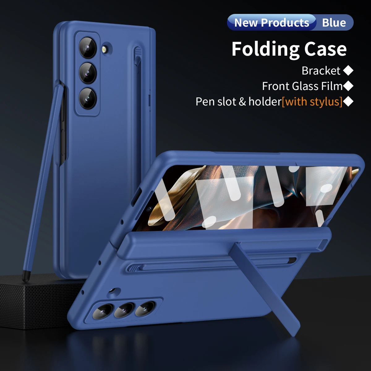 

For Samsung Galaxy Z Fold 3 4 5 6Case Hinge Screen Protector With Stylus Pen Slot Holder Anti-fall Cover For Z FOLD4 Fold5 Fold6