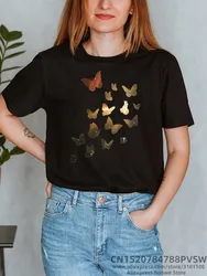 Gold Butterfly Women Cotton Black White Print T-shirt 2022 Female Summer Casual 90s Tops Tee Girl 90S Y2k Kawaii Clothes