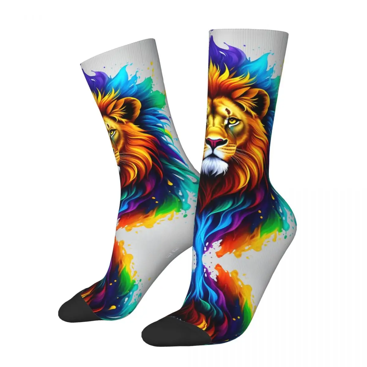 Coole Tiere, Löwen, Tiger, Gorillas Unisex Socken, warme 3D-Druck glückliche Socken Street Style verrückte Socke