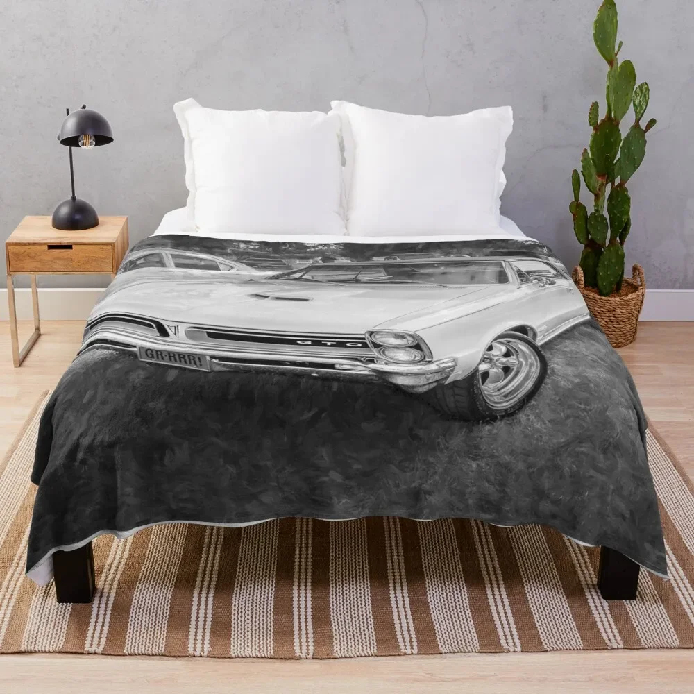 1966 yellow Pontiac GTO Throw Blanket Comforter Winter beds Flannels Weighted Blankets