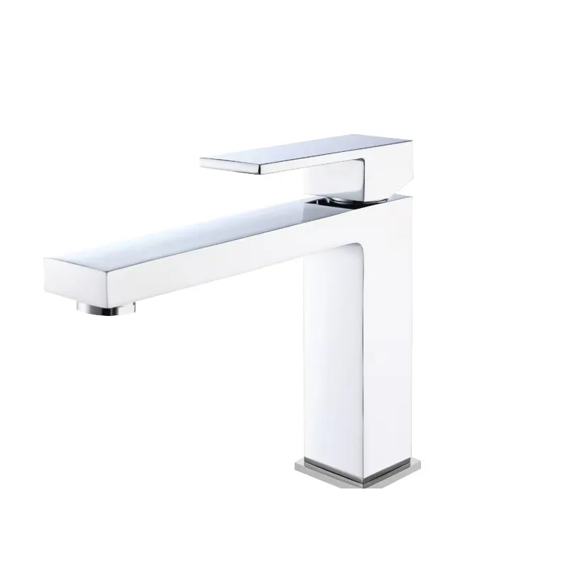 

Modern Single Handle Chrome Brass Basin Mixer Faucet Deck Mount Style for Bathroom Sink