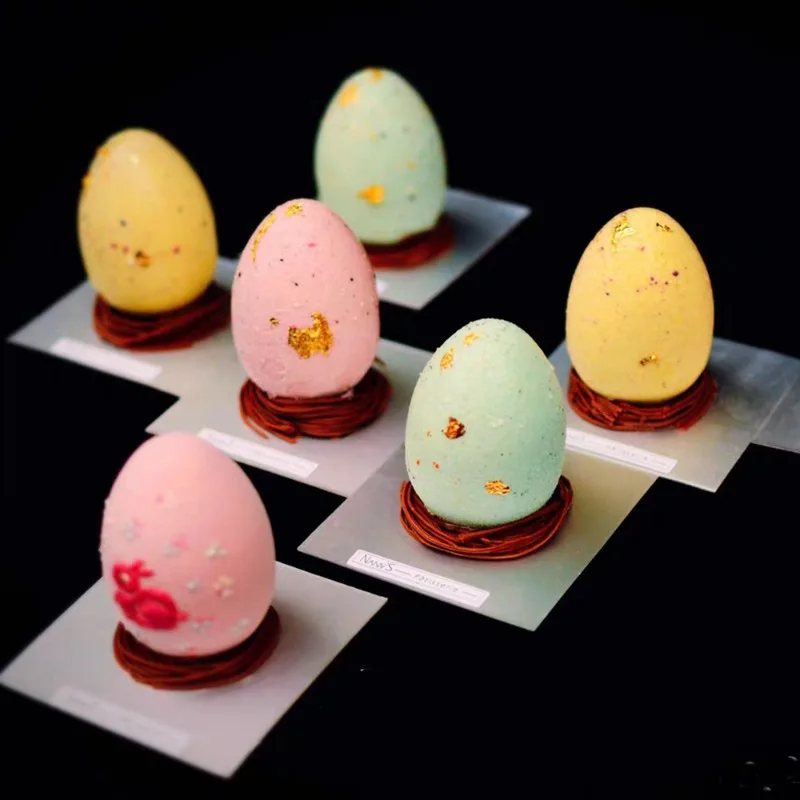 6-Hole Creative Egg-Shaped Mousse Silicone Mold DIY Colorful Egg French Pastry Jelly Cake Decoration Tools Baking Supplies