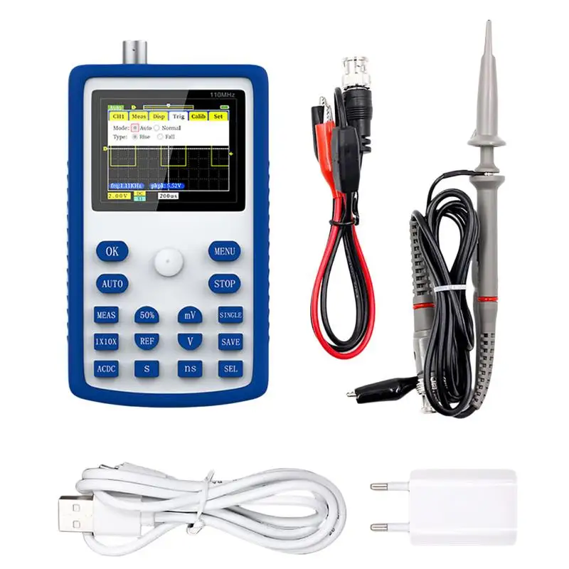 

Automotive Oscilloscope LCD Handheld Multimeter Signal Generator Frequency Converter Voltage/Current Test 110Mhz Bandwidth