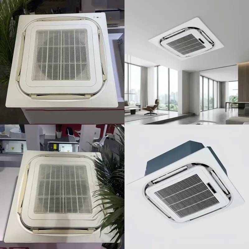 Four Way Cassette Split Air Conditioner 220V AC Ceiling Fan Coil Unit for Hotel Restaurant HVAC System Cooling Pump
