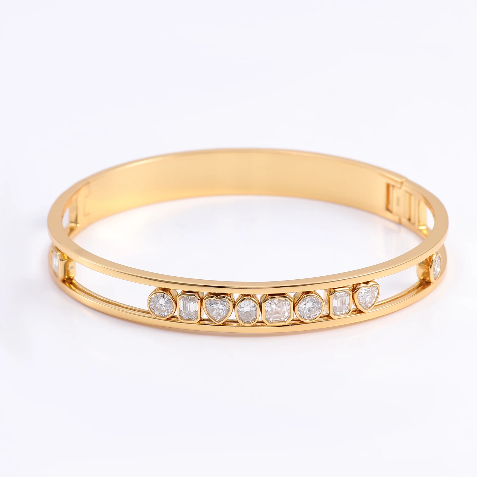 Provence Moissanite Bangles for Women D Color Real Gold Luxury Bracelet for Woman Custom Jewelry Classic Bangles