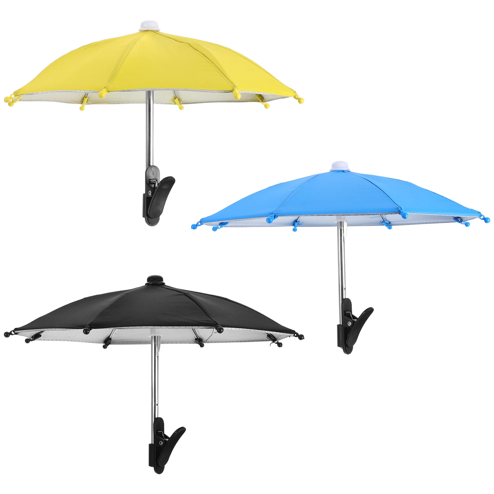 

3 Pcs Outdoor Mobile Phone Umbrella Mobilephone Sun Anti-Reflective Stainless Steel Cell Shade Clip