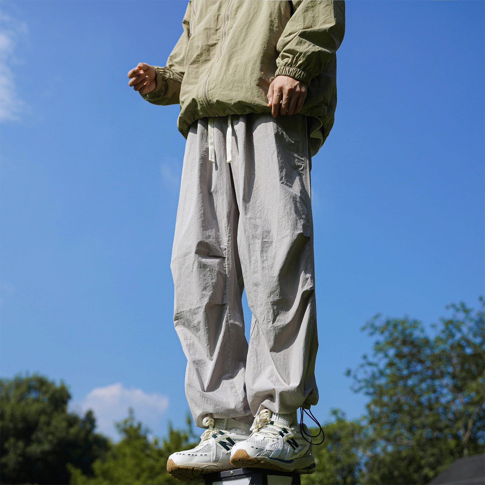 

Nylon Qui Dry Paratrooper Pants Men's Summer American Trendy Brand Workwear Thin Dstring Cuffed Casual Trousers