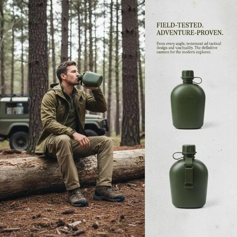 Tactical Water Bottle 1L Military Grade Portable Leakproof for Hiking Camping Outdoor Sports