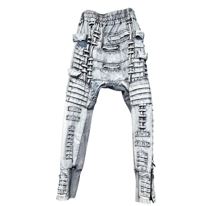 Niche Design Distressed Dirty Wash Retro Men's and Women's Casual Pants Skinny Pants Pants