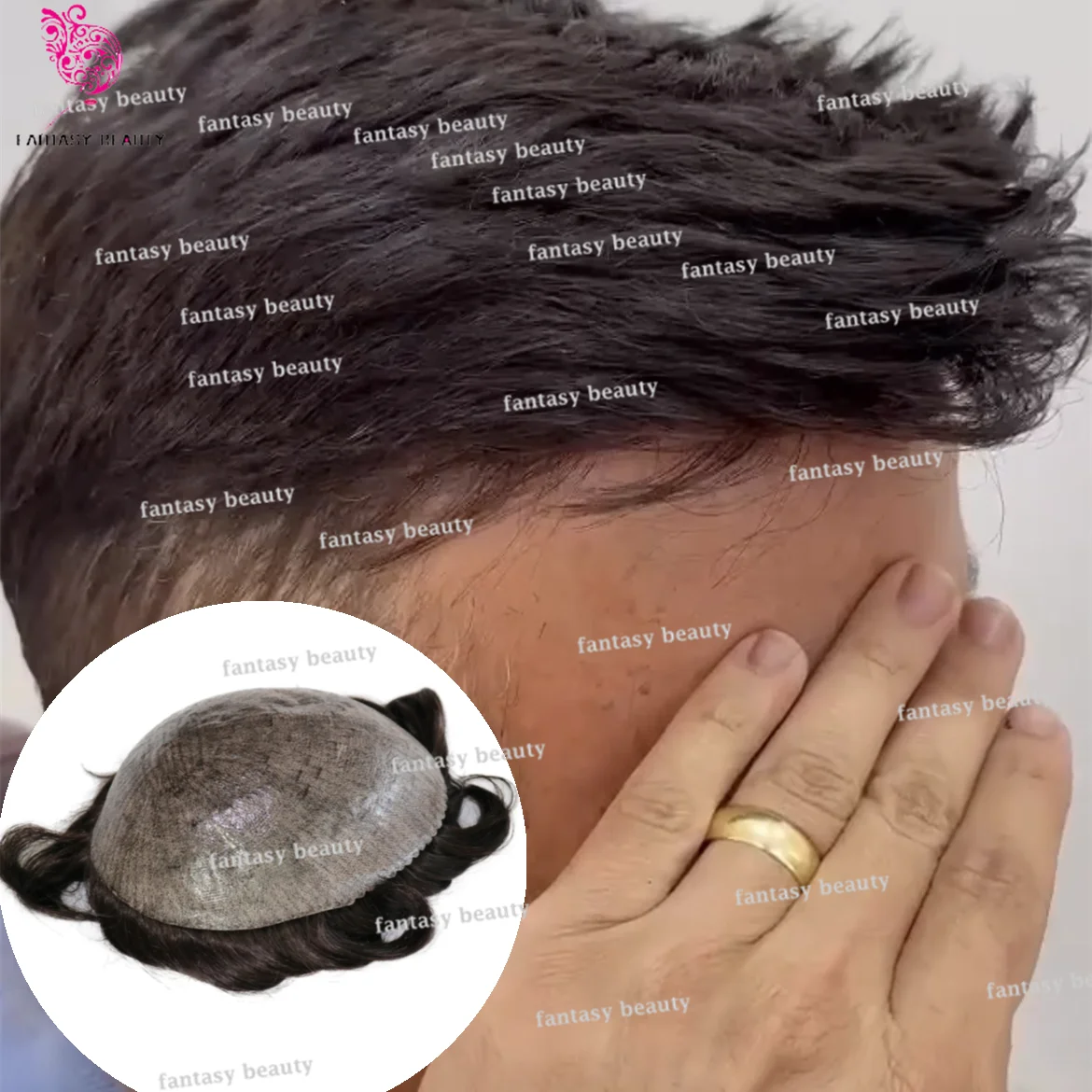 Natural Hair Unit Durable Men Toupee Human Hair Black Gray 1B10 Thin skin PU Silicon based Capillary Prosthesis Natural hairline