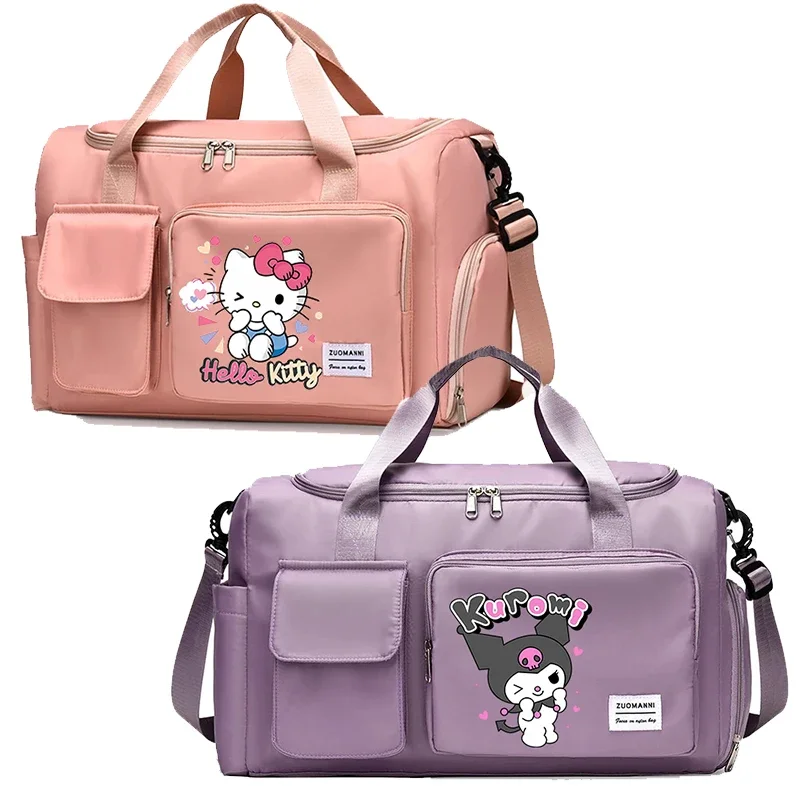 Kuromi Sanrio Women Travel Bag Kawaii Cartoon Men Waterproof Gym Sport Bag Fitness Handbag for Men Storage Bag Shoulderbag Gift