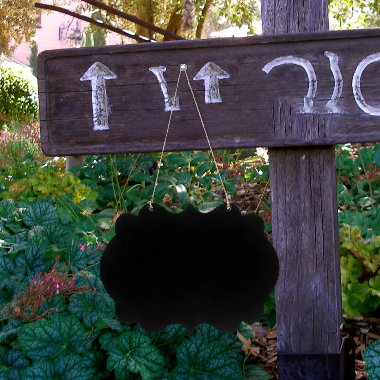 Wooden Double-Sided Chalkboard Sign – Hanging Message Board for Home, Office, Restaurant & Garden Decor
