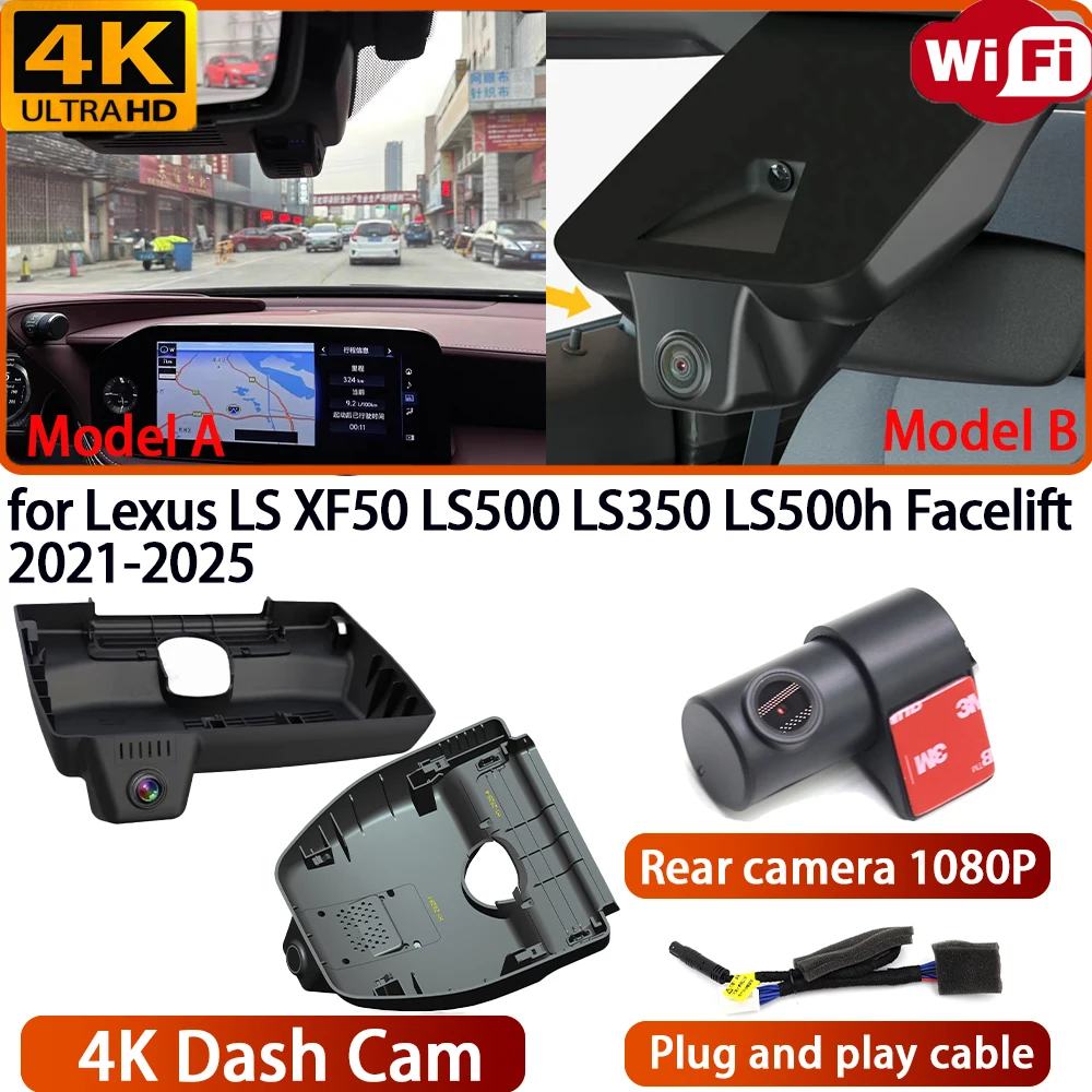 for Lexus LS XF50 LS500 LS350 LS500h Facelift 2021-2025 Video Recorder 4K Lens DVR Dash Cam Wifi OEM Camera 170° Wide Angle