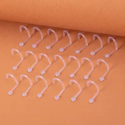 10-100pcs Clear Acrylic Nose Rings Transparent Nose Piercing Stud Earring Screw Invisible Nostril Bar Retainer Body Jewelry 20G