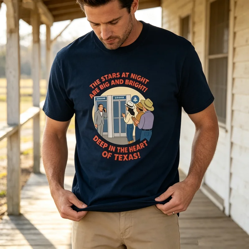 Vintage Fashion Quotes Short - Vintage Texas Phonebooth Scene Print T