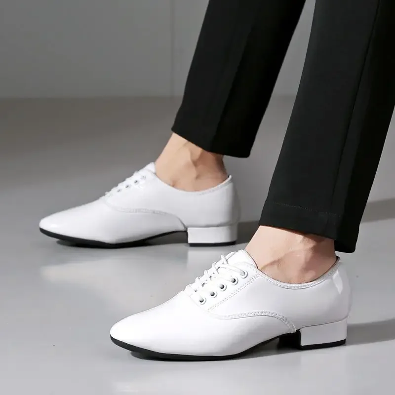 Men's Modern  Latin Dance Shoes Ballroom Square Dance Shoes Cowhide Anti Slip Sneakers Breathable Leather Shoes Man Tango