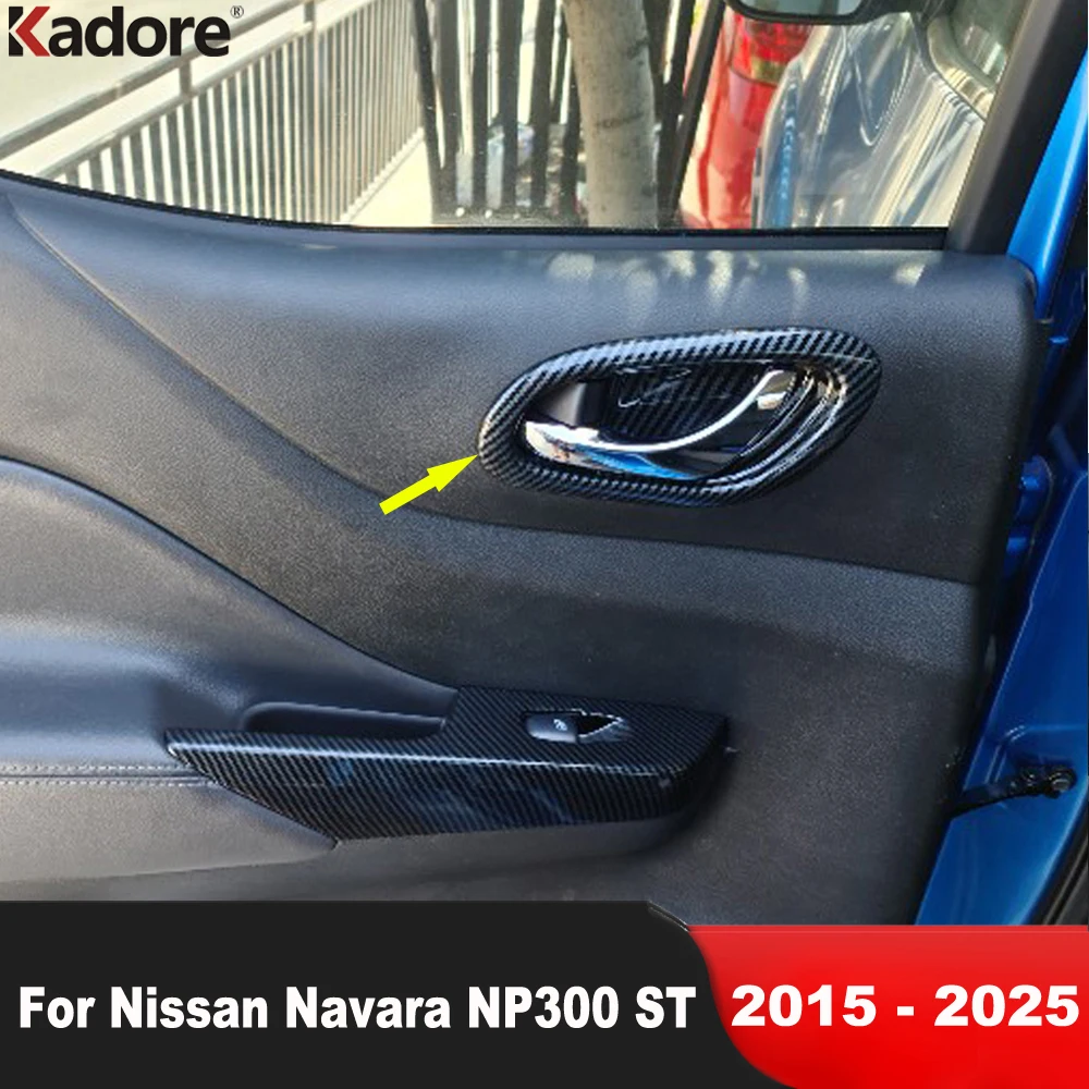 

Аксессуары для автомобилей Nissan Navara NP300 ST 2015-2021 2022 2023 2024 2025: накладки на внутренние ручки дверей из карбона.