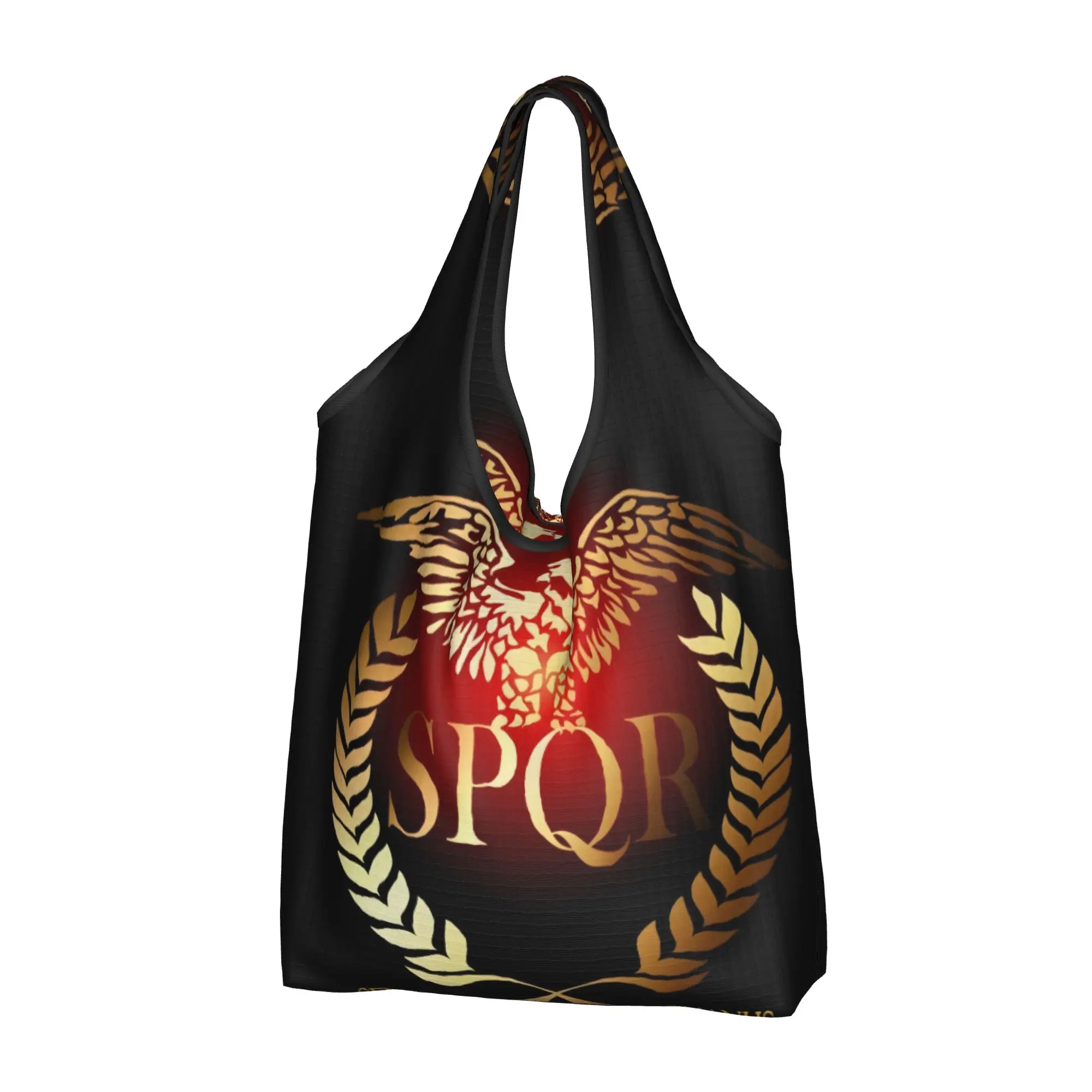 Roman Empire Gold Imperial Eagle  Grocery Shopping Bag Funny Shopper Shoulder Tote Bag Big Capacity Portable Rome SPQR  Handbag