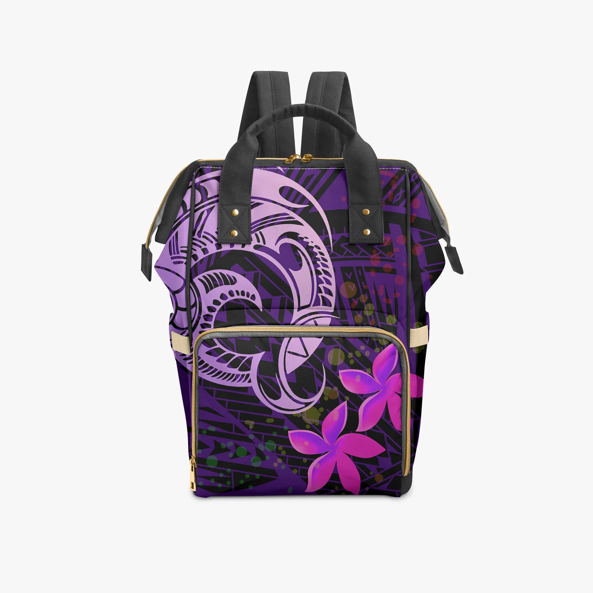 

Рюкзак большой вместимости с племенным цветочным узором Pacific Island, полинезийская сумка для мумии, высококачественный холщовый рюкзак на заказ