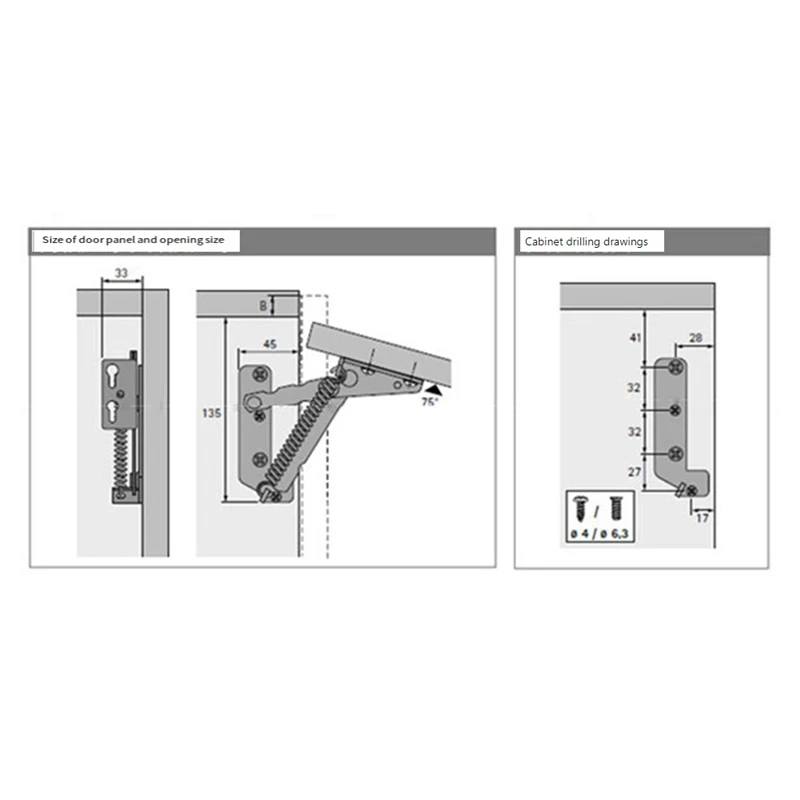 2Pcs Folding Sofa Bed Spring Hinge 10KG 80 Degree Cabinet Door Lift Up Stay Flap Top Support Hinges  For Cabinet Doors