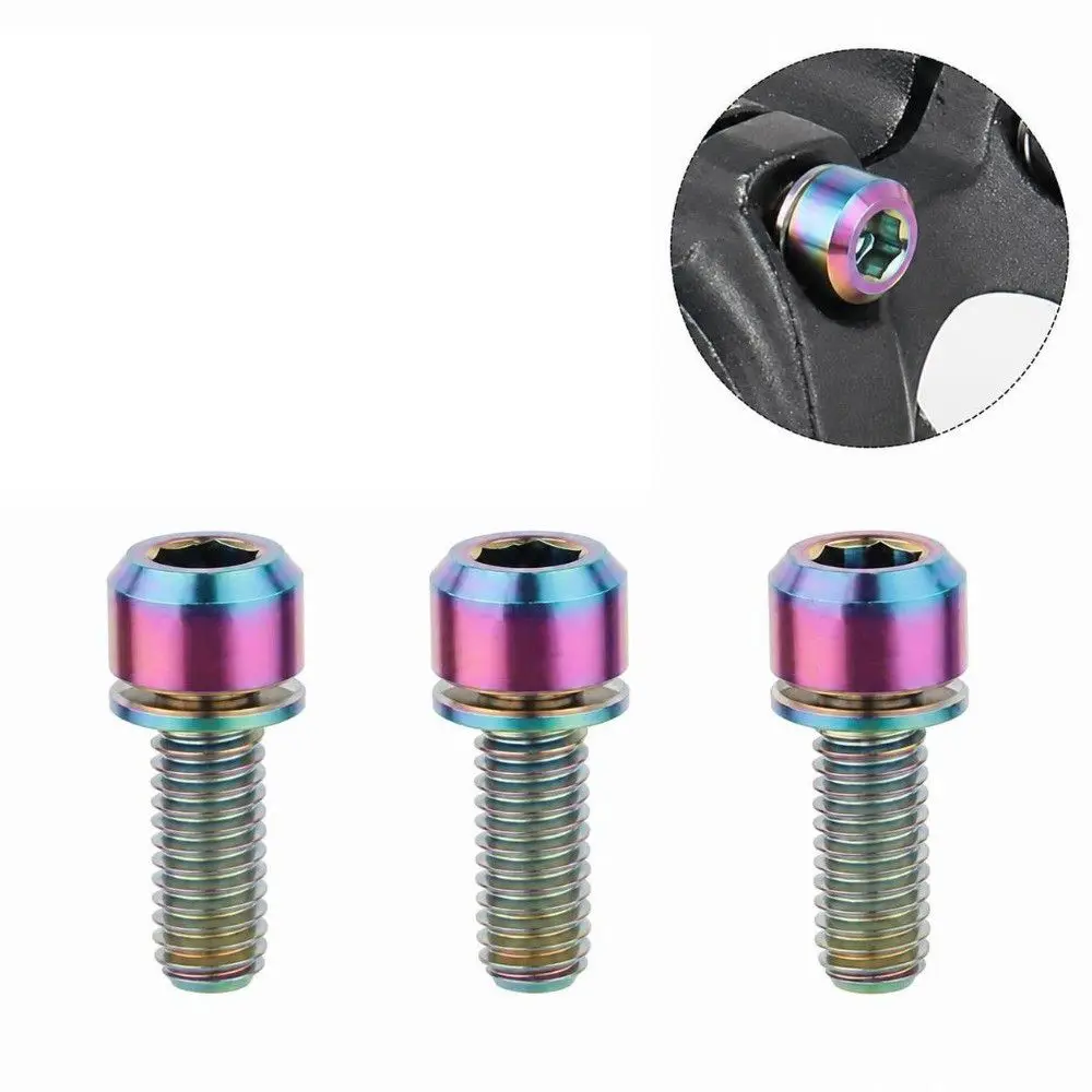 6PCS M5 X 18mm Bike Stem Screw Rainbow TC4 Titanium Alloy Bicycle Fixing Bolt Lightweight Allen Hex M5 Stem Bolts