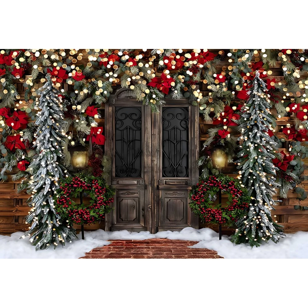 Merry Christmas Backdrop Photography Winter Window Santa Claus Party Decor Baby Portrait Photographic Background Photo Studio