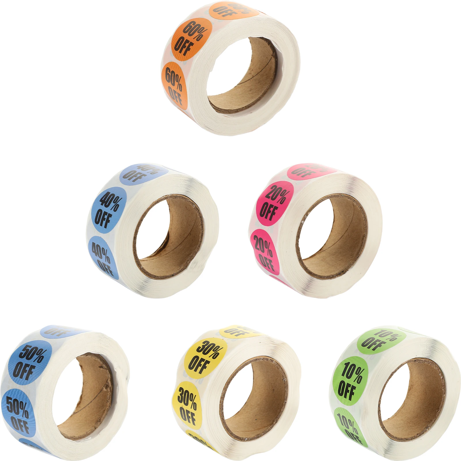 6 قطعة 6 لفات بيع ملصقات بالمائة قبالة ملصقات لاصقة لمتجر البيع بالتجزئة سوبر ماركت المرآب علامات أسعار المبيعات