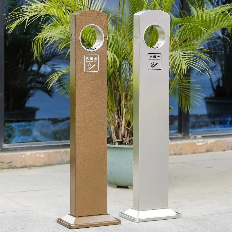 Outdoor stainless steel vertical ash column Smoke column Hotel smoking area Public floor cigarette butt ashtray trash can